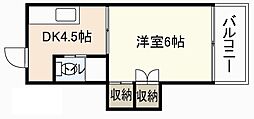 プロスパー楠木 1DKの間取図画像