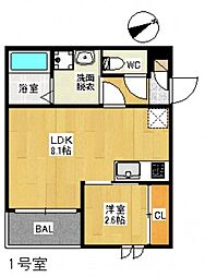 Regalest旭 1LDKの間取図画像