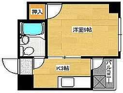 コーポ紀本 1Kの間取図画像