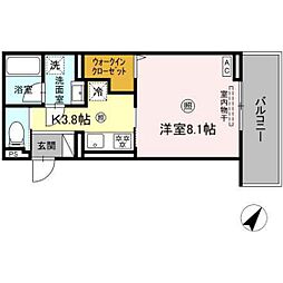 アップスD-IV 1Kの間取図画像