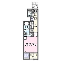 プラムガーデンB 1Kの間取図画像