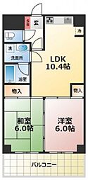 日宝ポニクレール府中 2LDKの間取図画像