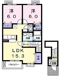クレメント 2LDKの間取図画像