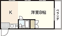 M.Kコーポ 1Kの間取図画像