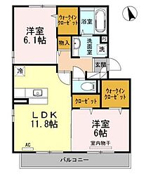 リヴェールF 2LDKの間取図画像