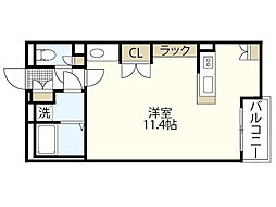 レオネクストソシアル ワンルームの間取図画像