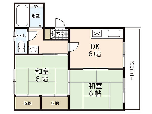 市岡コーポ ｜広島県広島市中区吉島東1丁目(賃貸マンション2DK・2階・45.00㎡)の写真 その2