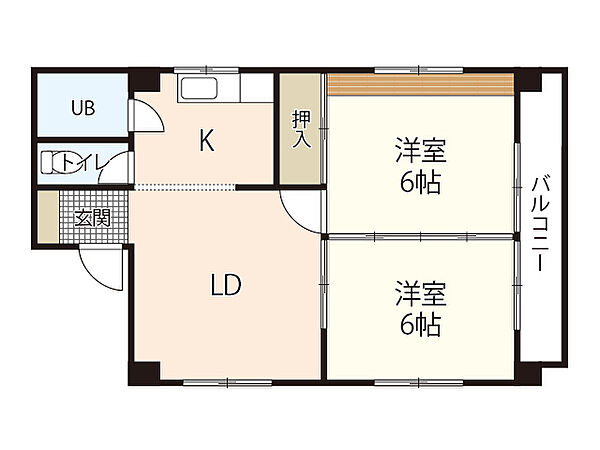 エルメゾン鶴見 ｜広島県広島市中区鶴見町(賃貸マンション2LDK・4階・46.00㎡)の写真 その2