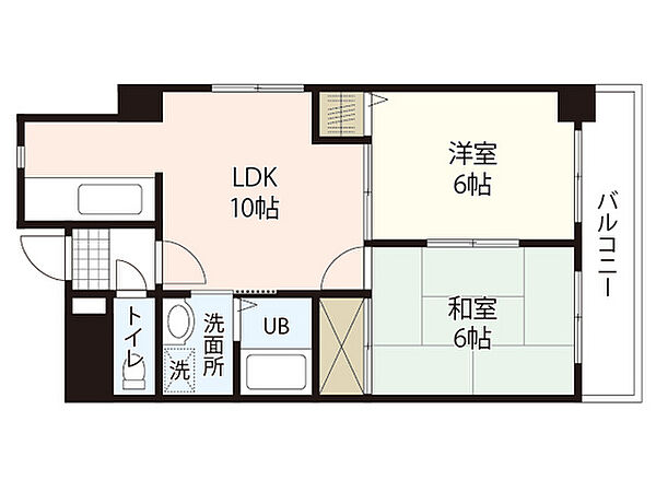 広島県広島市西区打越町(賃貸マンション2LDK・6階・47.31㎡)の写真 その2