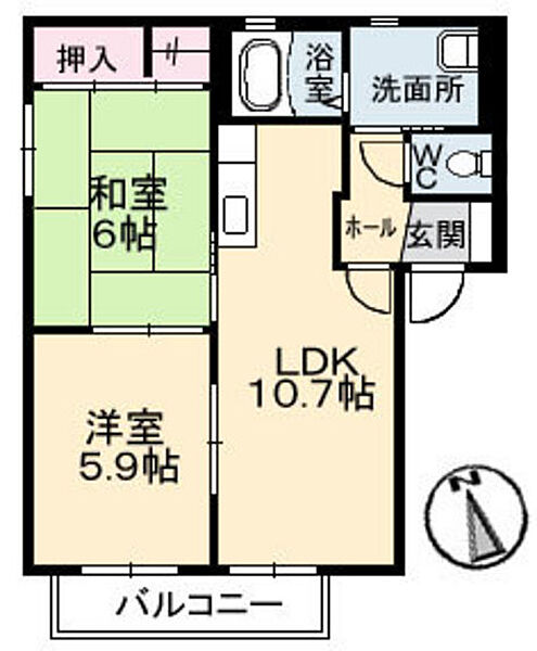 Ｙ’ｓ　ＥＢＡ　Ｂ棟 ｜広島県広島市中区江波本町(賃貸アパート2LDK・2階・50.04㎡)の写真 その1