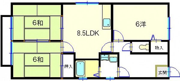 サンライフ相・藤井B棟 ｜広島県広島市東区中山南2丁目(賃貸アパート3LDK・1階・62.10㎡)の写真 その2