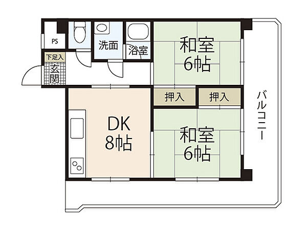 広島県広島市西区新庄町(賃貸マンション2LDK・3階・45.00㎡)の写真 その2