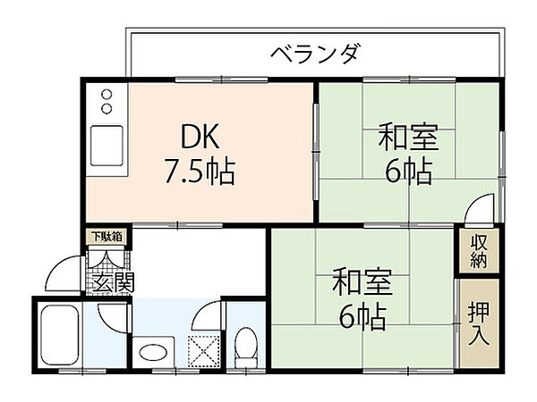 ウィステリアパレス戸坂 ｜広島県広島市東区戸坂出江1丁目(賃貸マンション2DK・3階・46.00㎡)の写真 その2