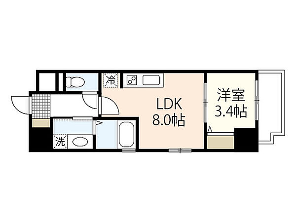 月光幟町壱番館 ｜広島県広島市中区幟町(賃貸マンション1LDK・8階・29.57㎡)の写真 その2