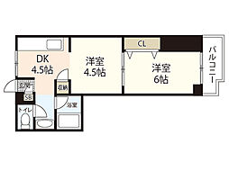 舟入安本ビル 4階2DKの間取り