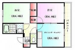 ロイヤルハウス西霞 2DKの間取図画像