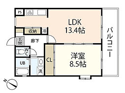 サラマンカビル 1LDKの間取図画像