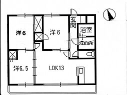 グランドールAKI 2階3LDKの間取り