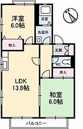 ボービラージュ中山台 A棟 2階2LDKの間取り