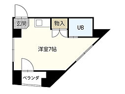 浜田ビル ワンルームの間取図画像