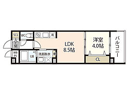 FLAX十日市 8階1LDKの間取り