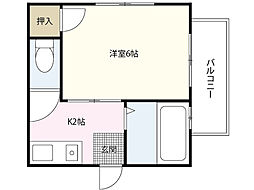 本町ビル 3階1Kの間取り