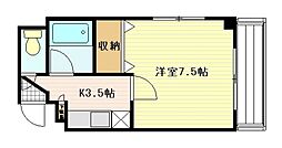 木野本ビル 1Kの間取図画像