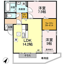 セジュール 1階2LDKの間取り