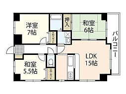 ロイヤルガーデン 8階3LDKの間取り