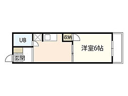 コーポいけぐち 1DKの間取図画像