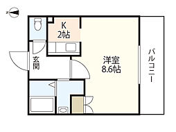 パークヒルズ天神川 ワンルームの間取図画像