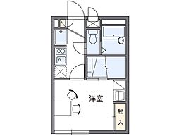 レオパレス温品 1Kの間取図画像