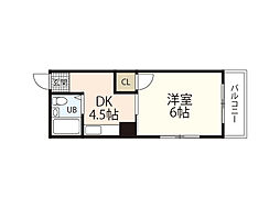 サンシャイン河原町 1DKの間取図画像