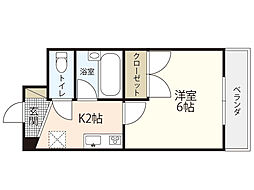 平岩ビル 1Kの間取図画像
