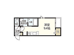 グランティックレイメイ ワンルームの間取図画像