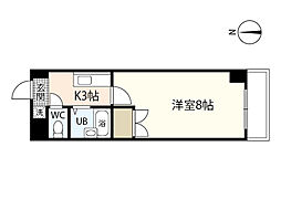 メルベーユ八番館 1Kの間取図画像