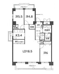 コープ野村祇園 3LDKの間取図画像