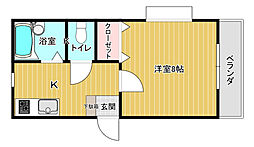 セレーノ祇園 1Kの間取図画像