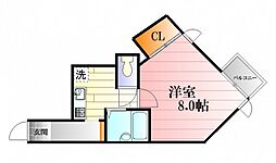 キャロン・サンク 1Kの間取図画像