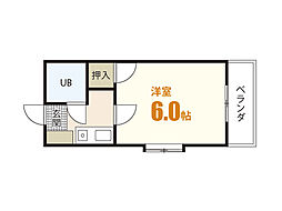 カームマンション 1Kの間取図画像