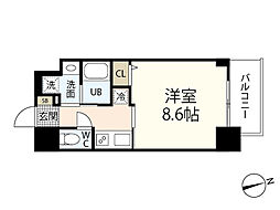 CASSIA河原町平和大通 1Kの間取図画像