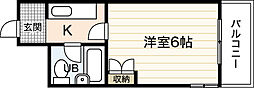 K・B・M三筋 1Kの間取図画像