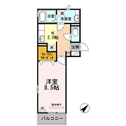 パールメゾン 1Kの間取図画像