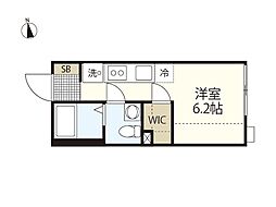 COLLINA向洋中町 ワンルームの間取図画像