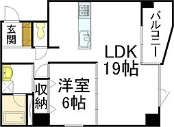WAKOファミール十日市 1LDKの間取図画像