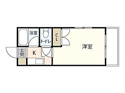 エステート23古江新町 1Kの間取図画像