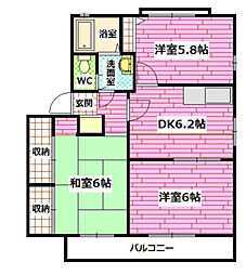 ドミール・東青崎 3DKの間取図画像
