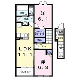 緑井3丁目アパート 2LDKの間取図画像