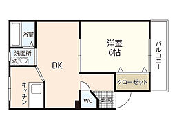 LUM1ELE府中 1LDKの間取図画像