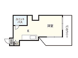 第6シモビル ワンルームの間取図画像